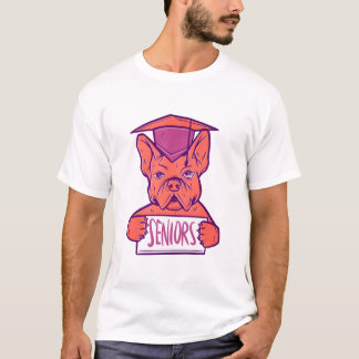 フレンチブルドッグのシニア卒業 かわいい犬 Tシャツ
