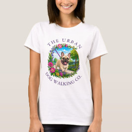 フレンチブルドッグのドッグウォーキングビジネスTシャツ Tシャツ