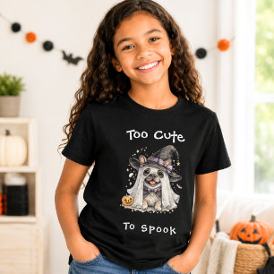 フレンチブルドッグのハロウィンガール かわいい魔女 Tシャツ