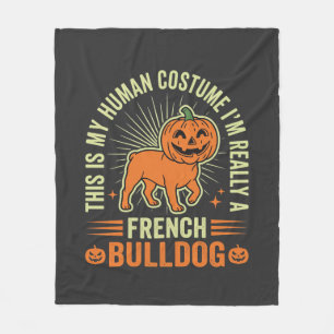 フレンチブルドッグのハロウィン仮装デザインが面白い フリースブランケット