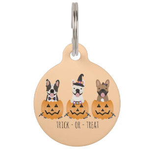 フレンチブルドッグのハロウィン かぼちゃ ペット ネームタグ