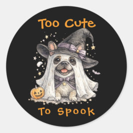 フレンチブルドッグのハロウィン かわいい魔女 ラウンドシール
