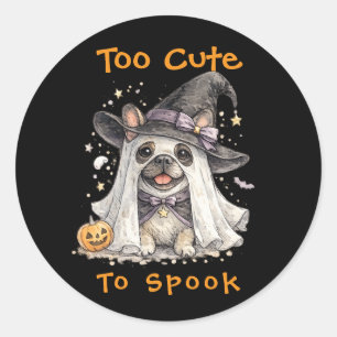 フレンチブルドッグのハロウィン かわいい魔女 ラウンドシール