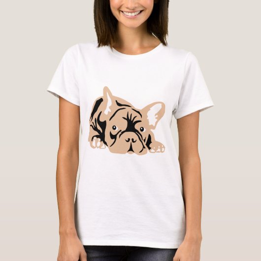 フレンチブルドッグのバラ Tシャツ (正面)