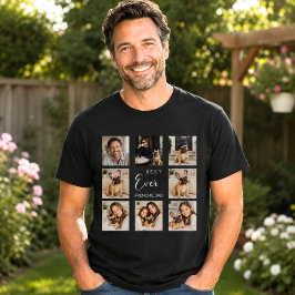 フレンチブルドッグのパパのためのフォトコラージュ ブラック Tシャツ