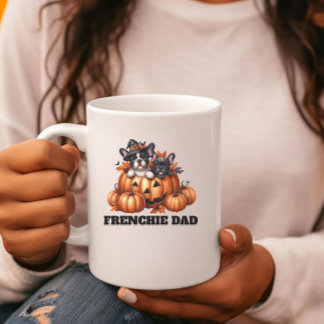 フレンチブルドッグのパパ ハロウィンのカボチャ コーヒーマグカップ