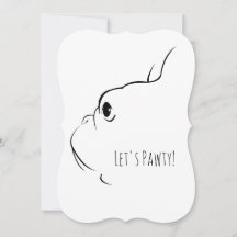 フレンチブルドッグのパーティー招待状「Let's Pawty」