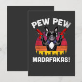 フレンチブルドッグのヴィンテージTシャツ Frenchie Pew Pew Madafakas 招待状 (正面/裏面)