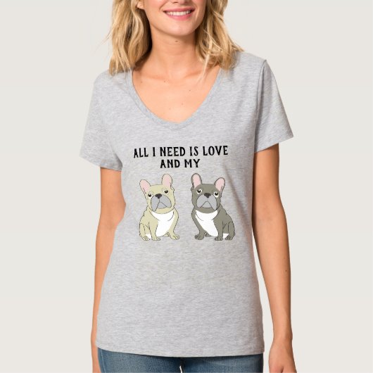 フレンチブルドッグの二人組、これさえあれば完璧 Tシャツ (正面)