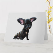 フレンチブルドッグの似顔絵 キャラ空白グリーティングカード カード (黄色い花)