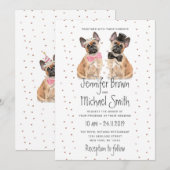 フレンチブルドッグの夫婦 花嫁 花婿 結婚式 招待状 (正面/裏面)