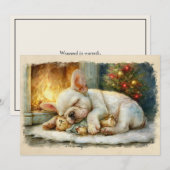 フレンチブルドッグの子犬のクリスマス シーズンカード (正面/裏面)