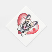 フレンチブルドッグの子犬のハートのナプキン スタンダードランチョンナプキン (角)