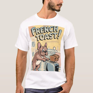 フレンチブルドッグの朝食のキャラクターアート Tシャツ