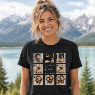 フレンチブルドッグの母のフォトコラージュ ブラック Tシャツ