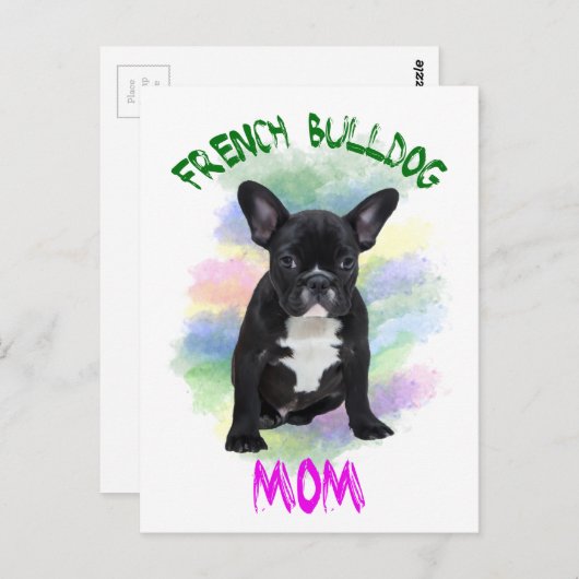 フレンチブルドッグの母をイメージした水彩油彩画のアート作品 ポストカード (正面/裏面)