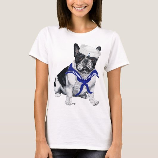 フレンチブルドッグの水兵 Tシャツ (正面)