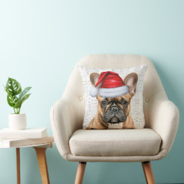 フレンチブルドッグの水彩クリスマス クッション