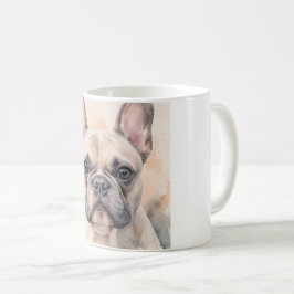 フレンチブルドッグの水彩画ポートレート コーヒーマグカップ