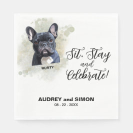 フレンチブルドッグの結婚式を祝おう Sit, Stay & Celebrate スタンダードランチョンナプキン