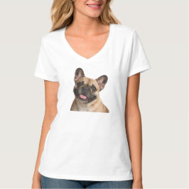 フレンチブルドッグの肖像画 女性用Tシャツ Tシャツ