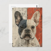 フレンチブルドッグの肖像 ヴィンテージ アート ポストカード (正面/裏面)