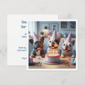 フレンチブルドッグの誕生日カード, フレンチブルドッグ 招待状 (正面/裏面)