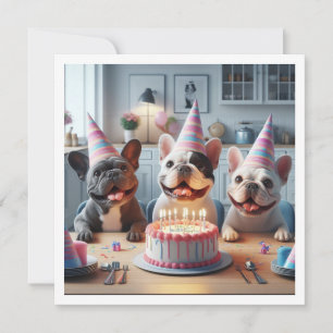 フレンチブルドッグの誕生日カード, フレンチブルドッグ 招待状