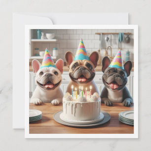 フレンチブルドッグの誕生日カード、フレンチブルドッグ 招待状