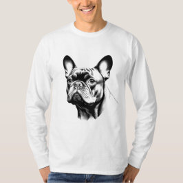 フレンチブルドッグの鉛筆画アート Tシャツ