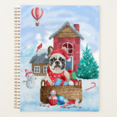 フレンチブルドッグの雪のクリスマス犬小屋 プランナー手帳 (正面)