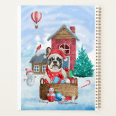 フレンチブルドッグの雪のクリスマス犬小屋 プランナー手帳 (裏面)
