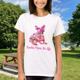 フレンチブルドッグを生涯愛するママ フレンチブルドッグと芍薬 Tシャツ
