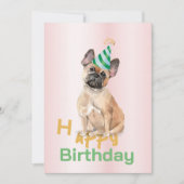 フレンチブルドッグハッピーバースデーパーティの招待状 (正面)