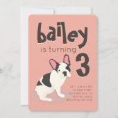 フレンチブルドッグパピドッグ誕生日招待状 招待状 (正面)