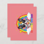 フレンチブルドッグユニコーンコスチューム ガール スペースギャラクシー 招待状 (正面/裏面)