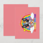 フレンチブルドッグユニコーン衣装の女の子宇宙銀河 招待状 (正面/裏面)