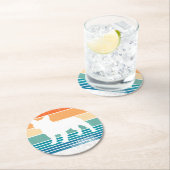 フレンチブルドッグレトロサンセットラブ ラウンドペーパーコースター (インサイチュ)