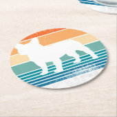 フレンチブルドッグレトロサンセットラブ ラウンドペーパーコースター (アングル)