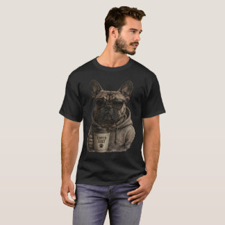 フレンチブルドッグ好きなコーヒー好きのためのビンテージTシャツ Tシャツ