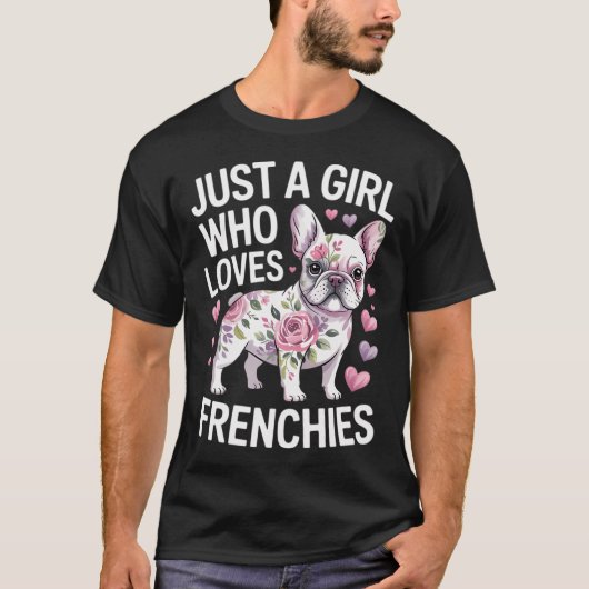 フレンチブルドッグ好き女子 Tシャツ (正面)