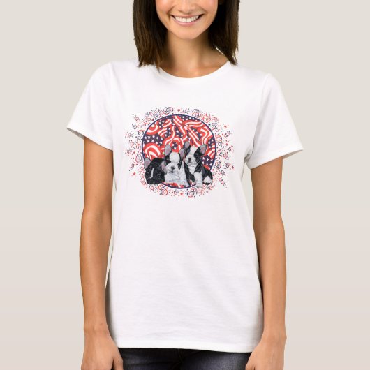フレンチブルドッグ愛国記念日 Tシャツ (正面)