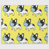 フレンチブルドッグ着用マスクラッピング紙 ラッピングペーパー (フラット)