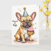 フレンチブルドッグ 「お昼寝で元気に」誕生日 カード (黄色い花)