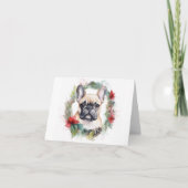 フレンチブルドッグ クリスマスリース 祝祭の仔犬 カード (正面)
