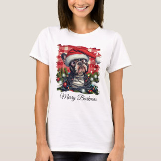 フレンチブルドッグ クリスマスTシャツ メリー バークマス Tシャツ