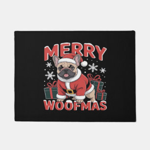 フレンチブルドッグ サンタの帽子 メリークリスマス犬 ドアマット