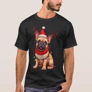 フレンチブルドッグ サンタ クリスマス トナカイ Xmas 犬 Tシャツ