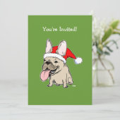 フレンチブルドッグ サンタ クリスマス ドッグ ホリデーパーティー 招待状 (スタンド正面)