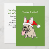 フレンチブルドッグ サンタ クリスマス ドッグ ホリデーパーティー 招待状 (正面/裏面)